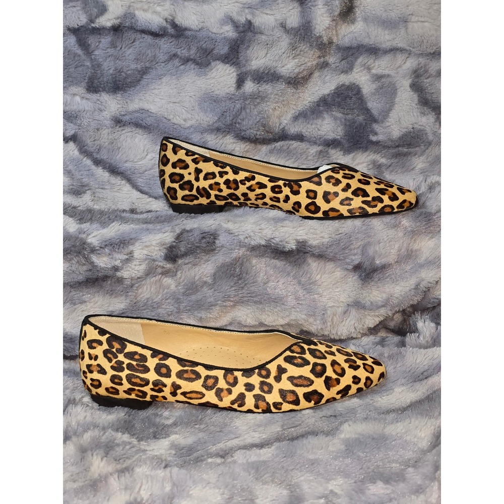 NWB‎ VANELI GANET Camel Dino Leopard Print calf hair Ballet Flat Size 7 Wide